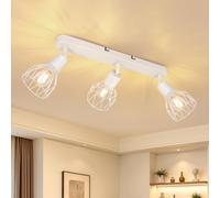 Dehobo Lámpara de Techo E14 Focos LED Interior Techo 3 Focos Giratorio Focos Para el Techo Blanco Retro Foco de Techo Para Salon Dormitorio Comedore, Sin Bombilla