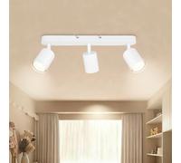 Dehobo Lámpara de Techo LED con 3 Focos - Lámpara de Pared GU10 Blanco Ajustables 350° - Foco de Techo LED para Dormitorio Pasillo Cocina, Sin Bombilla