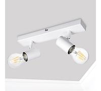 Dehobo Lampara Techo 2 Focos e27 Ajustable, Lamparas Focos de Techo Blanco Ajustables y Giratorios Iluminación para Dormitorio Sala de Estar Cuarto de Pasillo, Foco Retro Max. 60W, Sin Bombilla E27