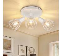 Dehobo Lampara Techo con 3 Focos Base E14 Retro - Lamparas de Techo Salon Ajustables y Giratorios - Blanco Foco de Techo Lampara Techo Industrial, para Interiores Dormitorio Cocina, Sin Bombillas