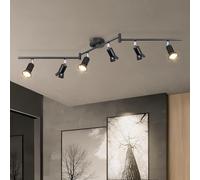 Dehobo Lámparas de Techo LED 6 Focos Orientables, Luz de techo Negro Giratoria GU10 para Dormitorio Habitacion Salon Cocina Barra sin Bombilla