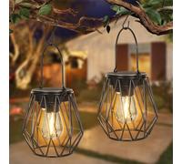 Dehobo Luces Solares LED Exterior Jardin 2 Piezas, Farolillos Solares Exterior Impermeable IP65, Metal Luces Solares Exterior Jardin para Jardín Balcón Terraza Camping, Regalos para Mujeres