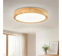 Dehobo Plafón LED Techo Ø 30 cm Madera, Lámpara Techo 24W 3100LM, Lámpara de Techo Redonda con Diseño Moderno, Luz 6000K Blanco Frío y RA>83 para Salón, Dormitorio, Habitación, Cocina, Oficina