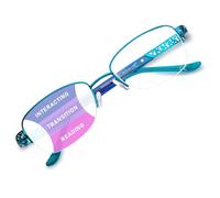 DEHOTRE Gafas de lectura multifocales progresivas para mujer, gafas de lectura bifocales sin línea, con almohadilla para la nariz, media montura de metal, rango medio, No.0 Top Lente Multifocal Azul