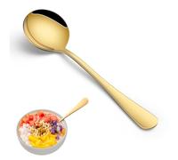 DEHOV 8 Cucharas Soperas Redondas de Acero Inoxidable, 18.8 cm, Dorado | Se Puede Utilizar con Cereales, Postres y Yogur, Comidas Cotidianas y Fiestas;Material Premium; Pulido Espejo; lavavajillas
