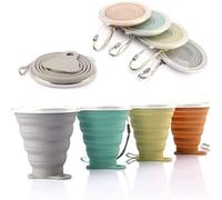 DEHUB Copas de Silicona Plegables, Taza de Viaje, FDA y BPA Gratis Capacidad más Grande 270ML Tazas de Beber (Gris, Verde, Amarillo, Naranja,4 Unidades)