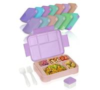 Deine Schulhelden Bento Box - Brotdose für Erwachsene und Kinder - bruchfeste auslaufsichere Lunchbox mit Besteck & Becher - BPA frei, Spülmaschinen & Mikrowellengeeignet - 1330ml (Candy Dream)