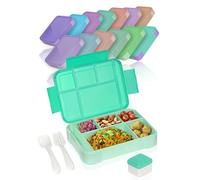 Deine Schulhelden Bento Box - Brotdose für Erwachsene und Kinder - bruchfeste auslaufsichere Lunchbox mit Besteck & Becher - BPA frei, Spülmaschinen & Mikrowellengeeignet - 1330ml (Slushy Minint)