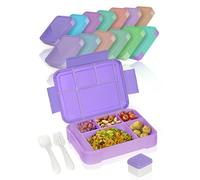 Deine Schulhelden Bento Box - Brotdose für Erwachsene und Kinder - bruchfeste auslaufsichere Lunchbox mit Besteck & Becher - BPA frei, Spülmaschine & Mikrowellengeeignet - 1330ml (Dark Purple)