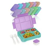Deine Schulhelden Bento Box - Brotdose für Erwachsene und Kinder - bruchfeste auslaufsichere Lunchbox mit Besteck & Becher - BPA frei, Spülmaschinen & Mikrowellengeeignet - 1330ml (Fresh Violet)