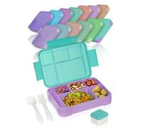 Deine Schulhelden Bento Box - Brotdose für Erwachsene und Kinder - bruchfeste auslaufsichere Lunchbox mit Besteck & Becher - BPA frei, Spülmaschine & Mikrowellengeeignet - 1330ml (Oceanberry)