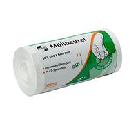 DEISS FIRST PLUS Bolsas de basura, 30 litros, 50 bolsas, color blanco | Sacos de basura de LDPE ideales para residuos cosméticos ligeros