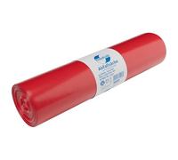 DEISS PREMIUM bolsas de basura, color rojo, 120 litros, 25 bolsas | Sacos de basura rojos resistentes para residuos de peso medio de oficina, cocina y hogar, fabricados en LDPE