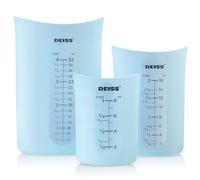 Deiss PRO Juego de 3 Tazas Medidoras de Silicona Versátil y Duradero, Pico de Vertido Fácil Antiadherente para una Limpieza Fácil Resistente al Calor Tazas Medidoras de Líquidos para Exprimir y Verter