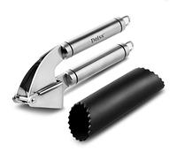 Deiss PRO Juego de Prensa de Ajo y Pelador de Ajo de Silicona - La mejor herramienta para picar ajo y jengibre en segundos - A prueba de óxido, de acero inoxidable, extremadamente fácil de limpiar