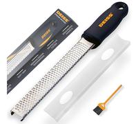 Deiss Pro Rallador de Queso - Rayador de cocina para citricos, parmesano, jengibre, ajo, nuez moscada, chocolate, verduras, frutas - Hoja afilada de acero inoxidable - Apto para lavavajillas