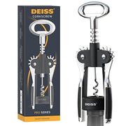 Deiss Pro Wing Sacacorchos 2 en 1 Sacacorchos de vino y abridor de cerveza La forma más fácil de abrir corchos de botellas de vino - Abridor de vino confiable y resistente