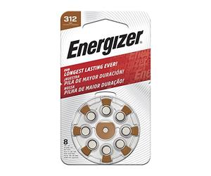 DEITERS - Energizer Pilas 8 Unidades, Tamaño 312 para Audífonos, Pilas de Botón, para Amplificador Auditivo, con Tecnología PowerSeal, Sonido Consistente, Alta Duración
