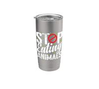 Deja de comer animales Vaso térmico de acero inoxidable de doble pared
