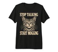 Deja de Hablar Comienza a Mogging Cat Lover Retro Camiseta Premium