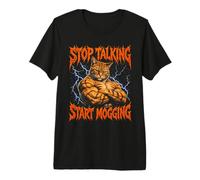 Deja de Hablar Comienza a Mogging Jacked Cat Bootleg Camiseta Premium