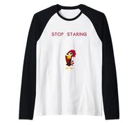 Deja de Mirar mi Polla Divertido Grosero Inapropiado Feo Groovy Camiseta Manga Raglan