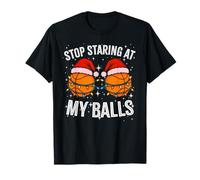 Deja de Mirar mis Bolas, Comedia Mens Christmas Basketball Camiseta
