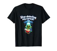 Deja de Secuestrar mi Cereal Lindo OVNI Alien Juego de Palabras Camiseta