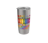 Deja que la bondad crezca, libros de arcoíris, flores, amabilidad, Vaso térmico de acero inoxidable de doble pared