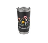 Deja que la bondad florezca Flor Floral Positividad Salud mental Vaso térmico de acero inoxidable de doble pared