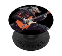 Deja que la música ruja con el estilo de guitarra de hombre lobo mecedora PopSockets PopGrip Adhesivo