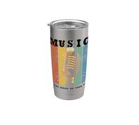Deja que la música sea tu micrófono retro de voz Vaso térmico de acero inoxidable de doble pared