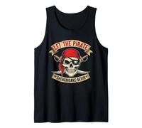 Deja que las travesuras piratas comiencen calavera pirata Halloween divertido Camiseta sin Mangas