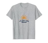 Deja Que tu luz Brille, Logotipo Inspirador del Sol Camiseta, Hombre, Gris Jaspeado, 6XL