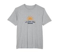 Deja Que tu luz Brille, Logotipo Inspirador del Sol Camiseta, Hombre Tallas Grandes, Gris Jaspeado, 2X Alto