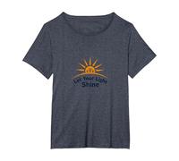 Deja Que tu luz Brille, Logotipo Inspirador del Sol Camiseta, Mujer Tallas Grandes, Azul Jaspeado, 2XL Grande