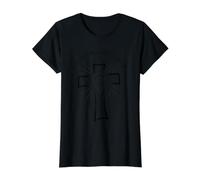 Deja Que tu luz Brille Mateo 5:16 Dibujado a Mano Cruz Fe Camiseta gráfica económica, Mujer, Negro, S