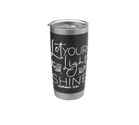 Deja que tu luz brille Mateo 5:16 Diseño Floral Inspirador Vaso térmico de acero inoxidable de doble pared