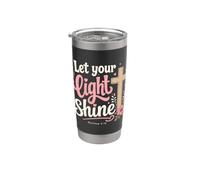 Deja que tu luz brille Mateo 5 16 versículo bíblico Vaso térmico de acero inoxidable de doble pared