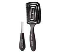 Dejan Garz Cepillo de cerdas veganas negro (1 unidad) - Cepillo de pelo sin tirones para todo tipo de cabello - Cuidado del cuero cabelludo - Hair Brush para brillo y suavidad, incluye cepillo de