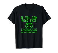 Dejar el Controlador Volver a Entrar en la Sociedad Video Gamer Broma de Juegos Camiseta gráfica económica, Hombre, Negro, XL