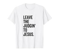 Dejar el Juicio a Jesús Divertida Cita Cristiana de la Biblia Camiseta gráfica económica, Hombre, Blanco, M