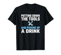 Dejar Herramientas Recogiendo un Trabajador de la construcción de Bebidas Camiseta