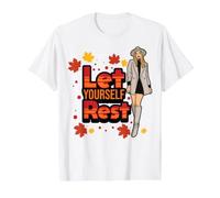 Déjate Descansar. Feliz otoño Ya'll. Mujeres Luv Abrigos de otoño. Camiseta gráfica económica, Hombre, Blanco, L