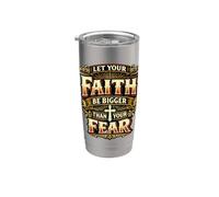 Deje que su fe sea más grande que el miedo Cita de la cruz cristiana Vaso térmico de acero inoxidable de doble pared
