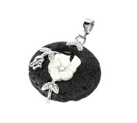 DEJIN Colgante de piedras naturales para collar, diseño de hoja de flor redonda, amatistas, cuarzo rosa, ónix negro, dona de cristal, Piedra