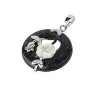 DEJIN Colgante de piedras naturales para collar, diseño de hoja de flor redonda, amatistas, cuarzo rosa, ónix negro, dona de cristal, Piedra