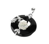 DEJIN Colgante de piedras naturales para collar, diseño de hoja de flor redonda, amatistas, cuarzo rosa, ónix negro, dona de cristal, Piedra