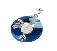 DEJIN Colgante de piedras naturales para collar, diseño de hoja de flor redonda, amatistas, cuarzo rosa, ónix negro, dona de cristal, Piedra