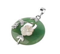 DEJIN Colgante de piedras naturales para collar, diseño de hoja de flor redonda, amatistas, cuarzo rosa, ónix negro, dona de cristal, Piedra